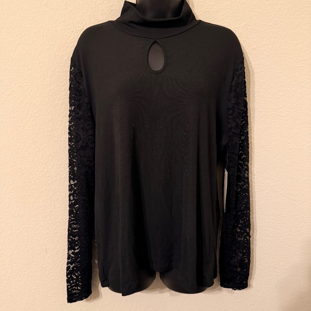 French Laundry Women’s Turtleneck Sweater w/Laced Sleeves